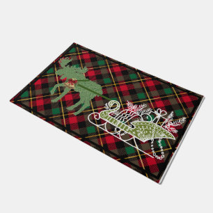 Christmas Moose Topiary Sleigh Doormat Welcome Mat