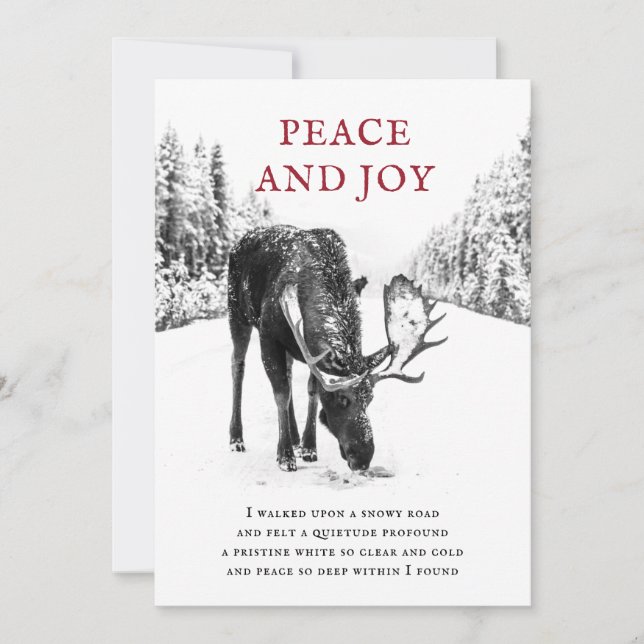 Christmas Moose Winter Snow Peace Poem Holiday Car (Front)