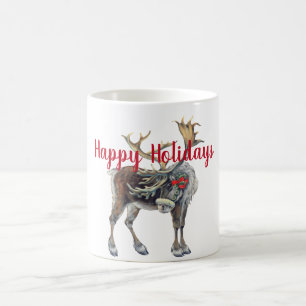 Christmas Moose with Customisable Greeting Coffee Mug