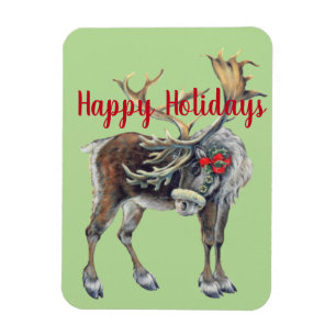 Christmas Moose with Customisable Greeting Magnet