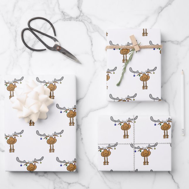 Christmas Moose Wrapping Paper (Front)
