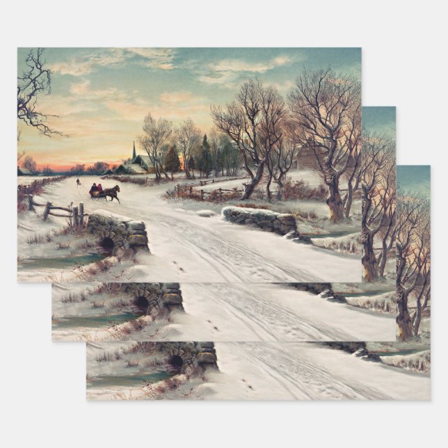 Christmas Morn, fine art painting, Wrapping Paper Sheet (Set)