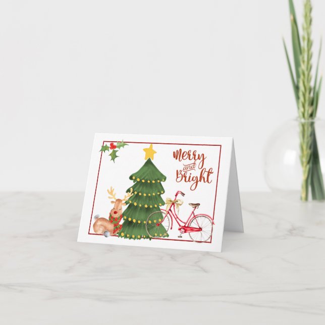 Christmas Morning Bicycle Holiday Card (Front)