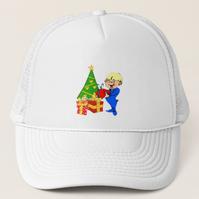 Christmas Morning Boy Baseball / Trucker Cap (Front)