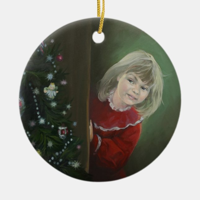 Christmas Morning Ceramic Tree Decoration (Front)