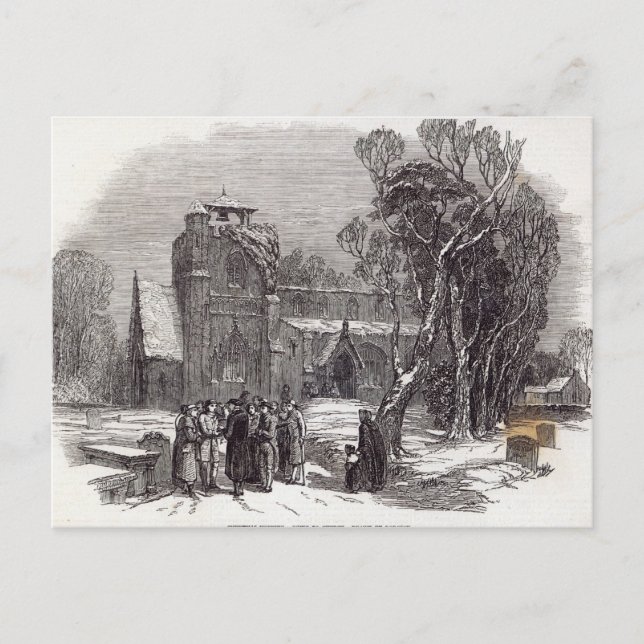 Christmas morning: Going to Church Holiday Postcard (Front)