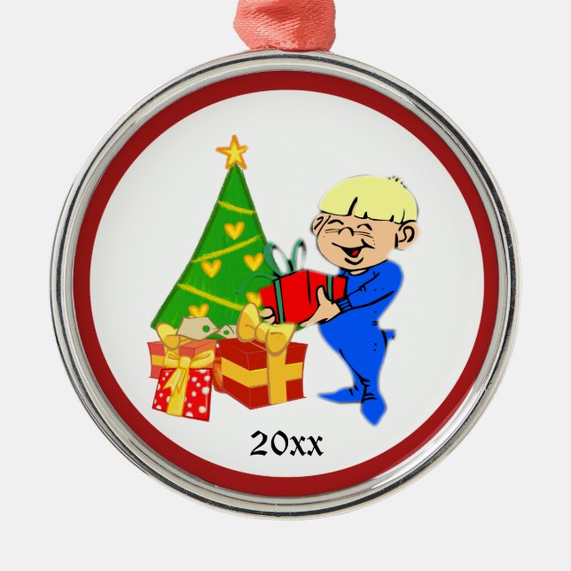 Christmas Morning Kid  Personal Ornaments (Front)