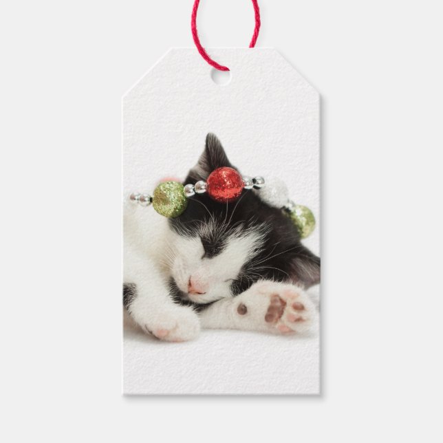 Christmas Morning Kitten Gift Tags (Front)