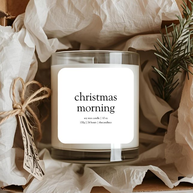 Christmas Morning Minimalist Soy Candle  Square Sticker (Creator Uploaded)