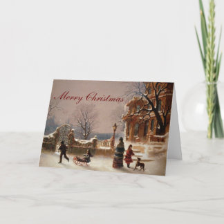 Christmas Morning Snow Vintage Card