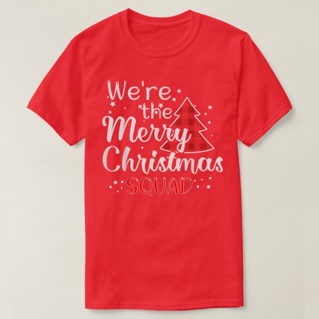 Christmas Morning Squad Red Buffalo Plaid Tree San T-Shirt (Design Front)