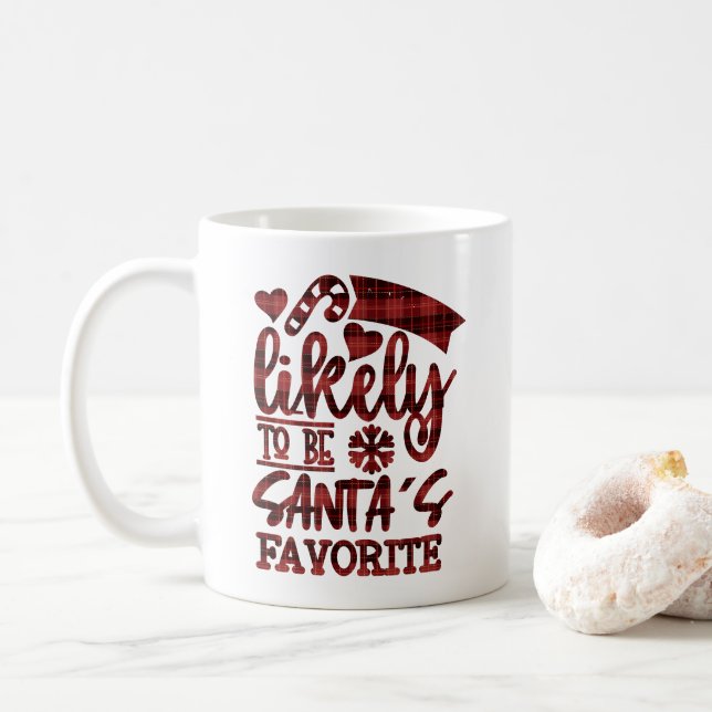 Christmas Most Likely Santas Favourite Personalise Coffee Mug (With Donut)