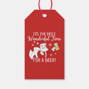 Christmas Most Wonderful Time for a Beer Santa Gift Tags