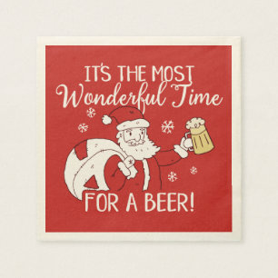 Christmas Most Wonderful Time for a Beer Santa Napkin