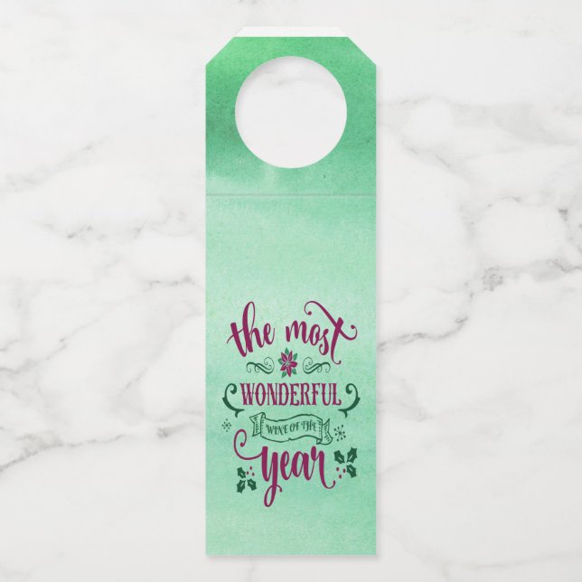 Christmas Most Wonderful Wine Hanger Tags (Front)
