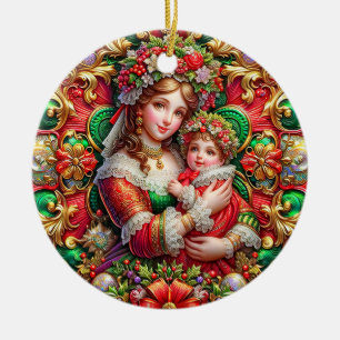 CHRISTMAS ~ Mother and Child 19th Century ~ Ceramic Tree Decoration