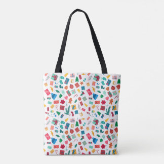 Christmas motif pattern in bright colours tote bag