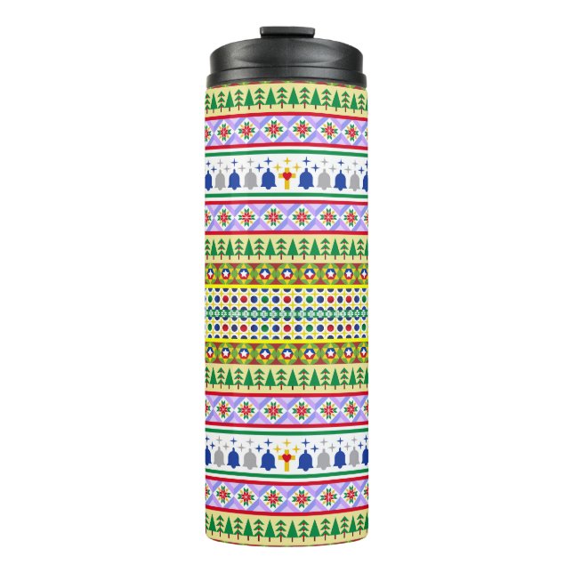 Christmas Motif Pattern Thermal Tumbler (Front)
