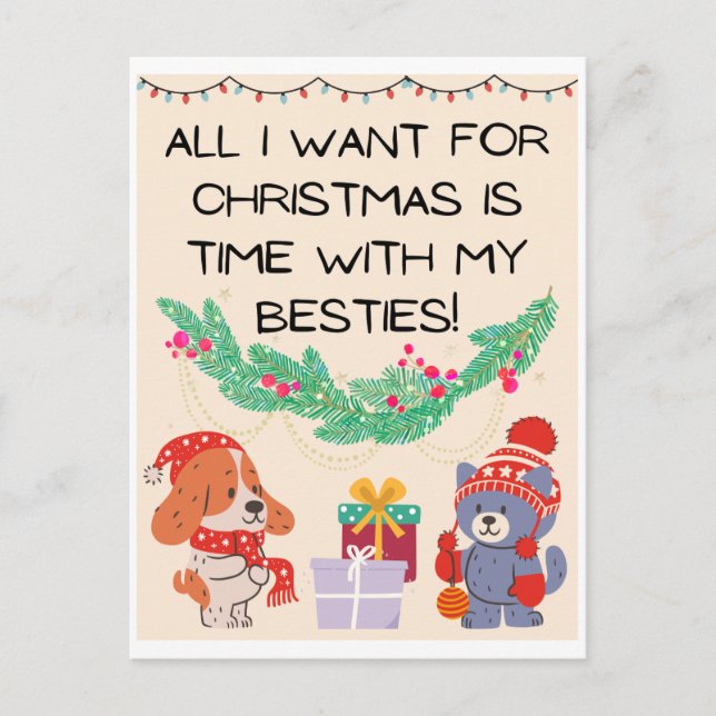 Christmas motif with Besties slogan card (Front)