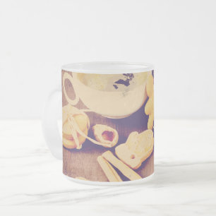 Christmas Motif with Cookies, Sweets and Spices Frosted Glass Coffee Mug
