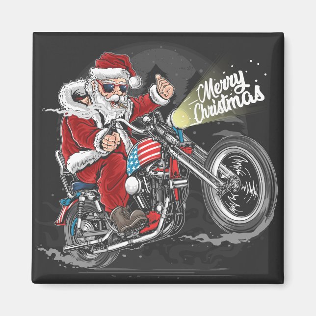 Christmas Motorcycle  Holiday Card Magnet (Front)