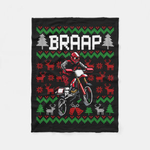 Christmas Motorcycle Motocross Braap Dirt Bike  Fleece Blanket