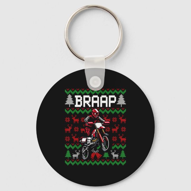 Christmas Motorcycle Motocross Braap Dirt Bike  Key Ring (Front)