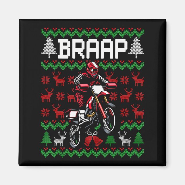 Christmas Motorcycle Motocross Braap Dirt Bike  Magnet (Front)