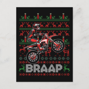 Christmas Motorcycle Motocross Braap Dirt Bike Postcard
