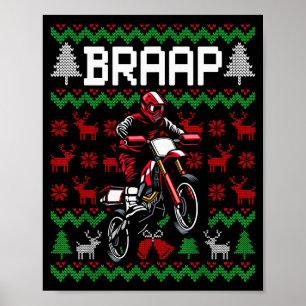 Christmas Motorcycle Motocross Braap Dirt Bike Poster