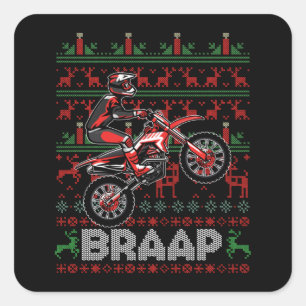 Christmas Motorcycle Motocross Braap Dirt Bike Square Sticker