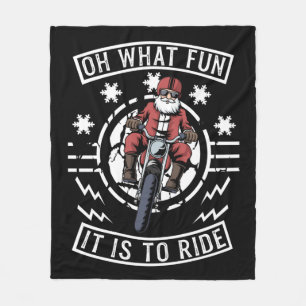 Christmas Motorcycle Santa Claus Biker Dad Bike Fleece Blanket