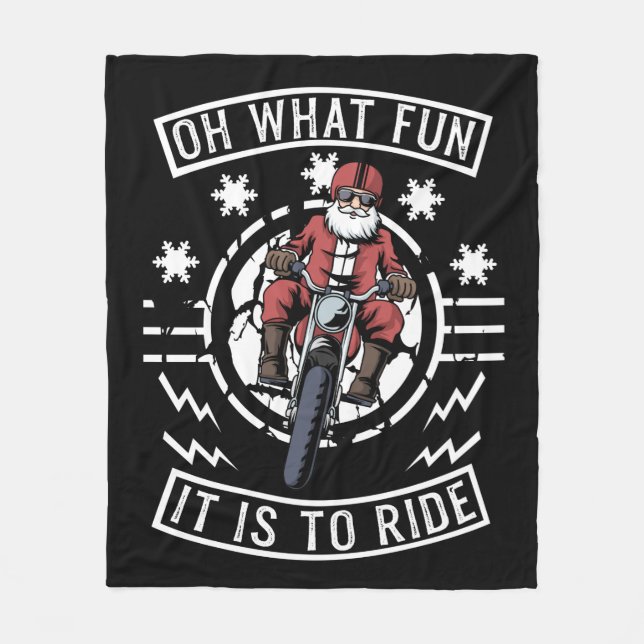 Christmas Motorcycle Santa Claus Biker Dad Bike Fleece Blanket (Front)