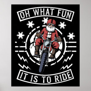 Christmas Motorcycle Santa Claus Biker Dad Bike Poster