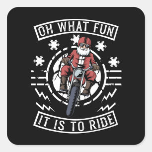 Christmas Motorcycle Santa Claus Biker Dad Bike Square Sticker