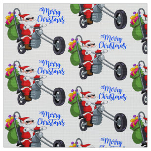 christmas motorcycle santa fabric
