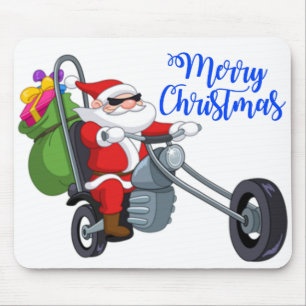 christmas motorcycle santa mouse mat