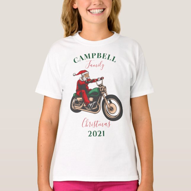 Christmas Motorcyclist Family Matching Custom T-Shirt (Front)