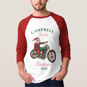 Christmas Motorcyclist Family Matching Personalise T-Shirt