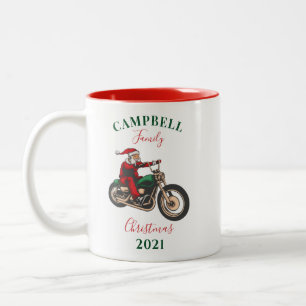 Christmas Motorcyclist Family Personalised Two-Tone Coffee Mug