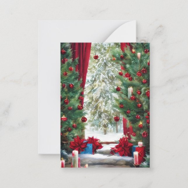 Christmas mountain cabin budget mini card (Front)