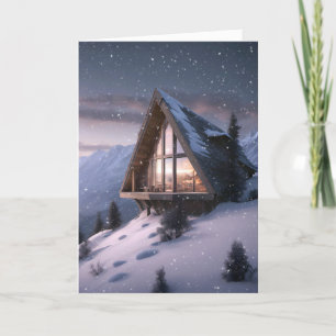 Christmas Mountain Chalet Holiday Card
