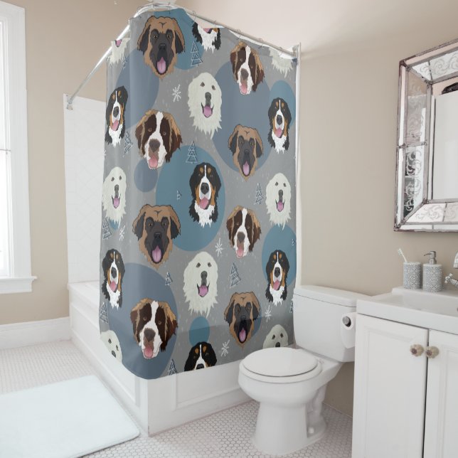 Christmas Mountain Dogs Shower Curtain (In Situ)