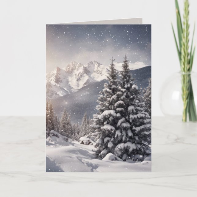 Christmas Mountain Scene Card (Front)