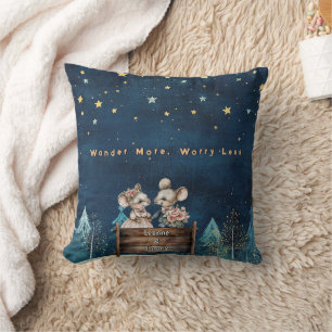 Christmas Mountain Watercolor Newlywed Couple Cushion