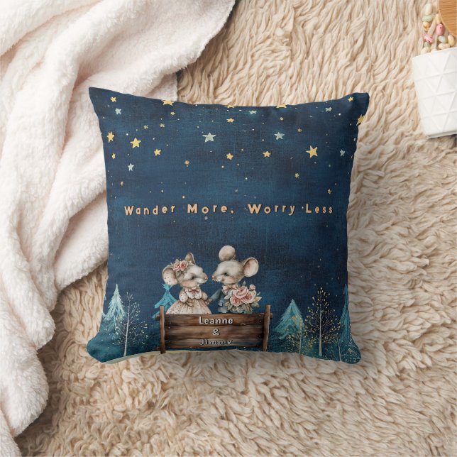 Christmas Mountain Watercolor Newlywed Couple Cushion (Blanket)