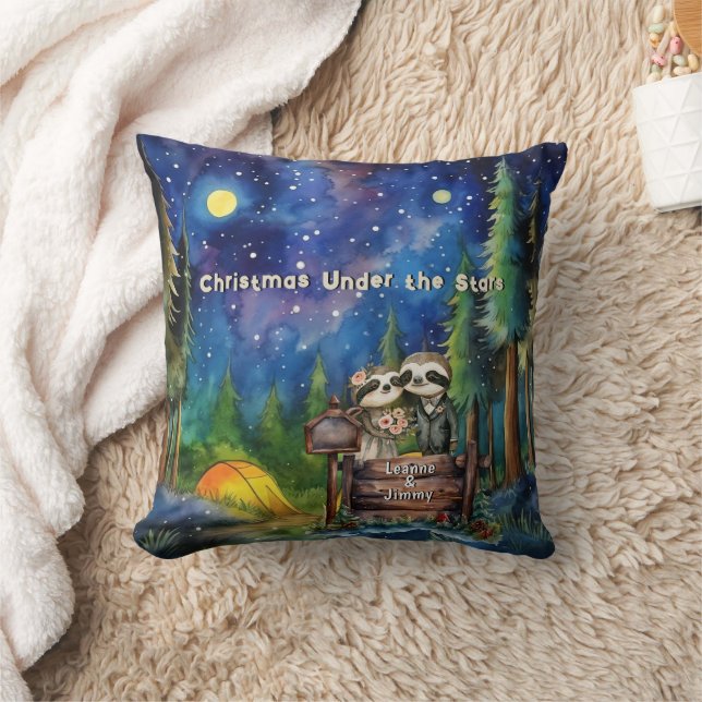Christmas Mountain Watercolor Newlywed Couple Cushion (Blanket)