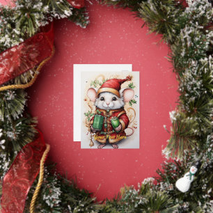Christmas Mouse 1 Foil Holiday Postcard