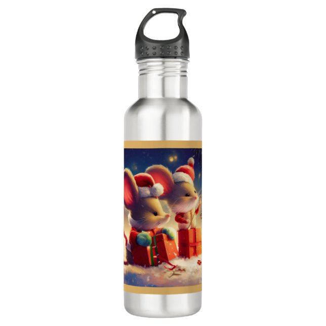 Christmas Mouse 3 710 Ml Water Bottle (Front)