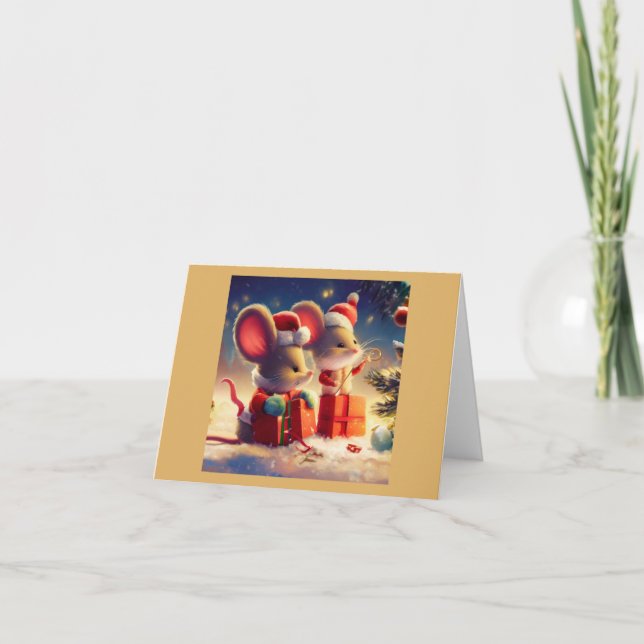 Christmas Mouse 3 Holiday Card (Front)